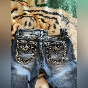 Miss Me Blue Boot Cut Jeans with Classic Stitching